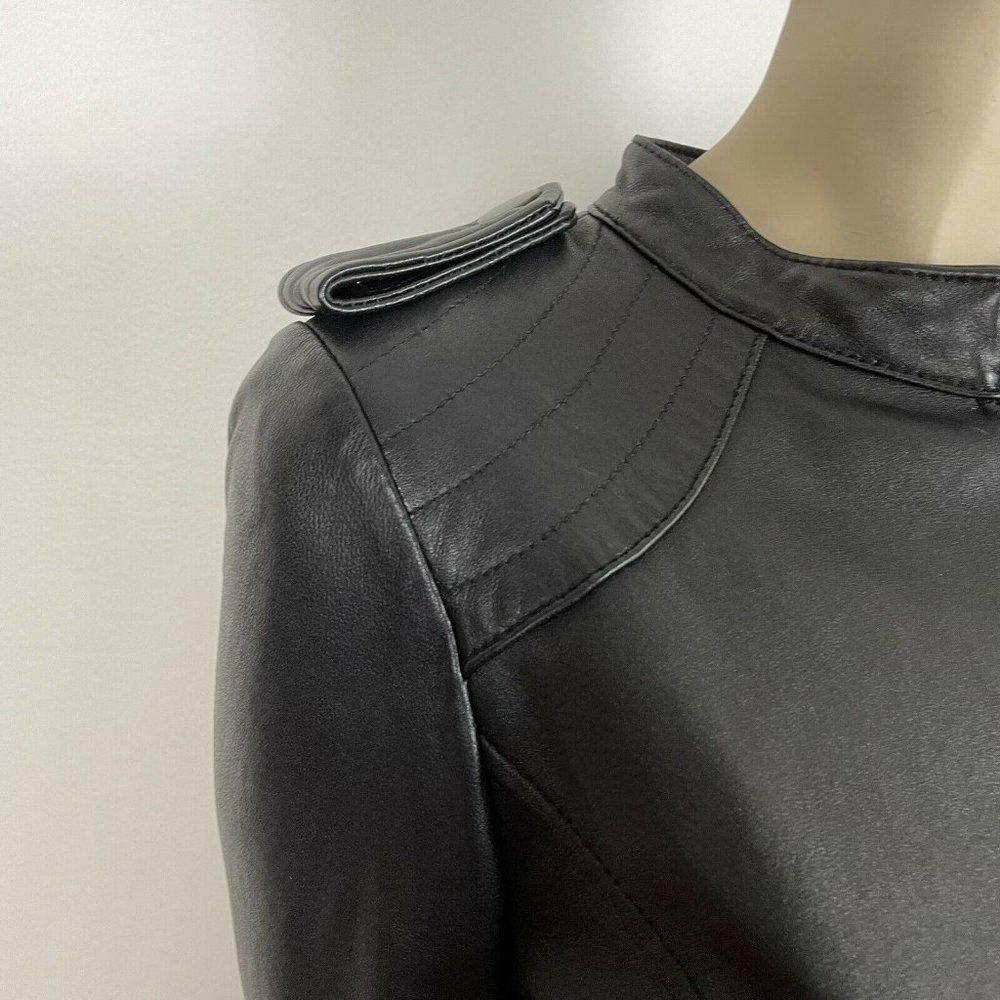 Cue Women's Leather Biker Black Jacket Size 8 A2 - Picture 5 of 12